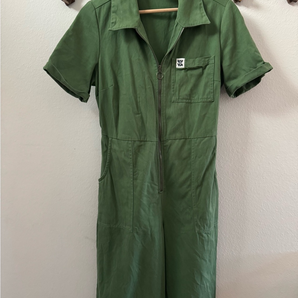 Lucy & Yak in Loden Frost Green Straight Leg Jumpsuit